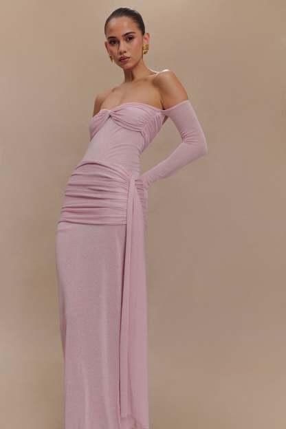 Solid Luxury Off Shoulder  Maxi Dress