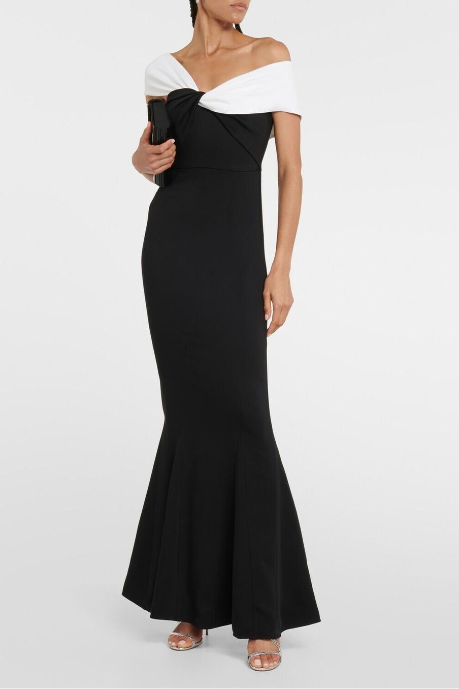 Contrast Color One-Shoulder Sleeveless Midi Dress