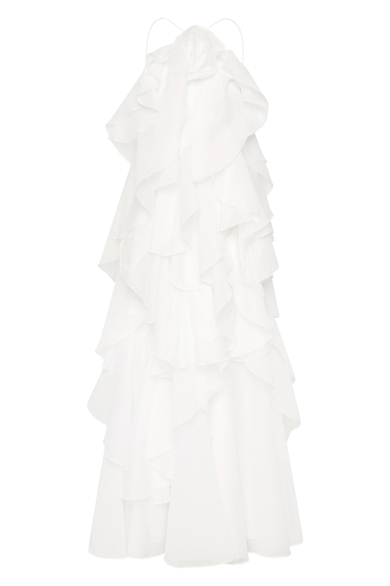 3D Flower Halter Neck Frill Maxi Dress – JardinVue