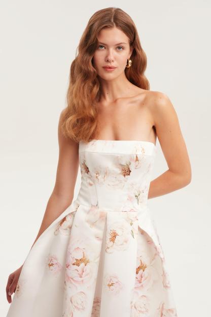 Floral Off-Shoulder Lace Up Midi Dress