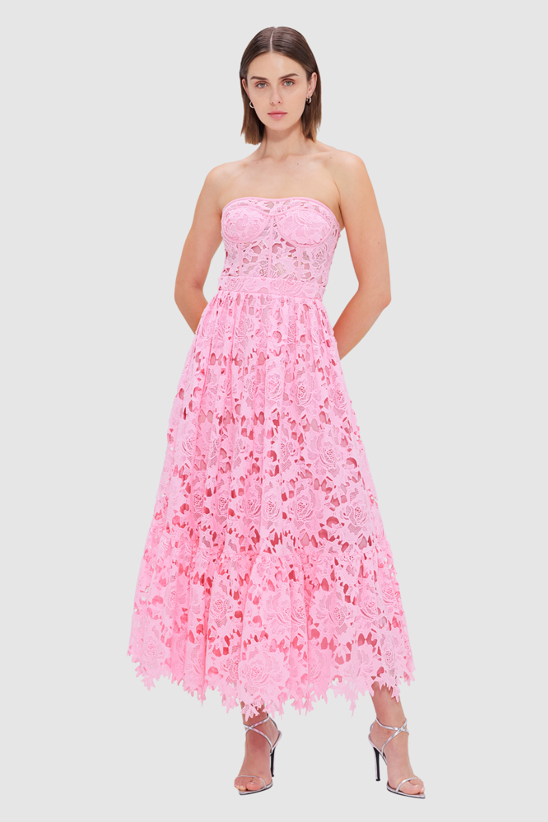 Solid Lace Sleeveless Midi Dress