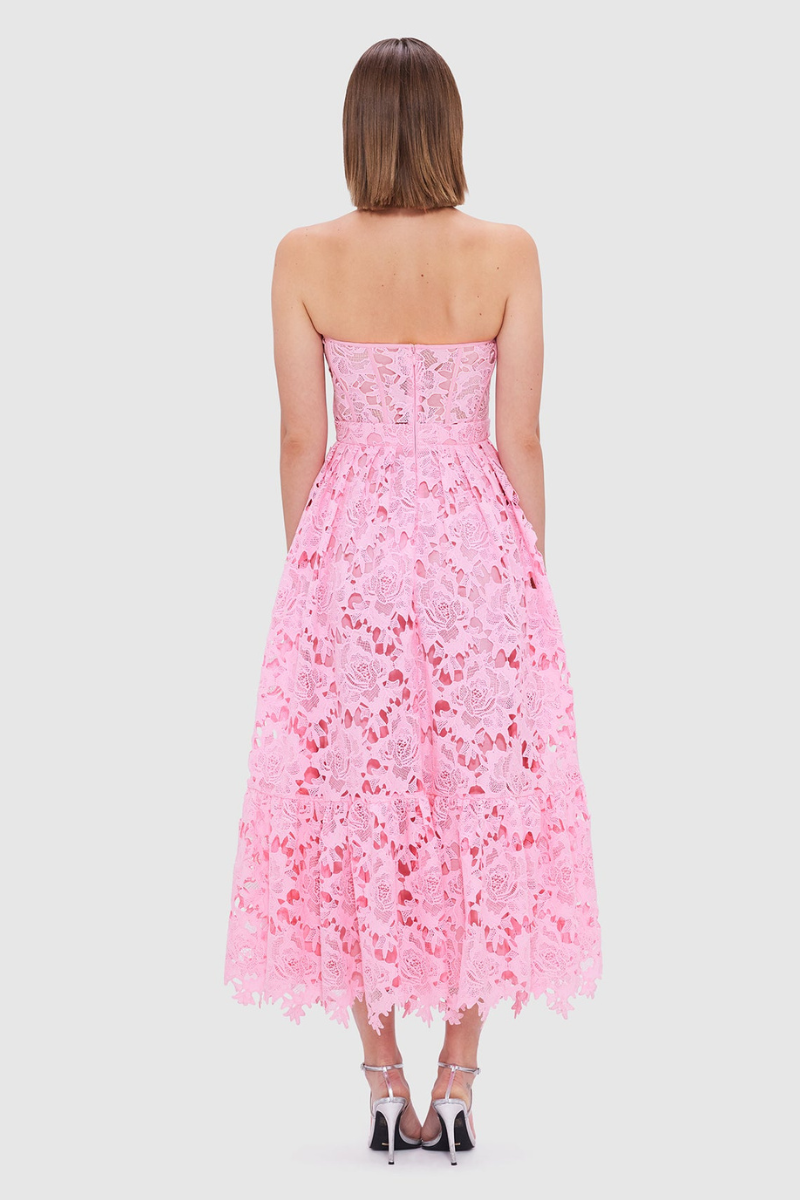 Solid Lace Sleeveless Midi Dress