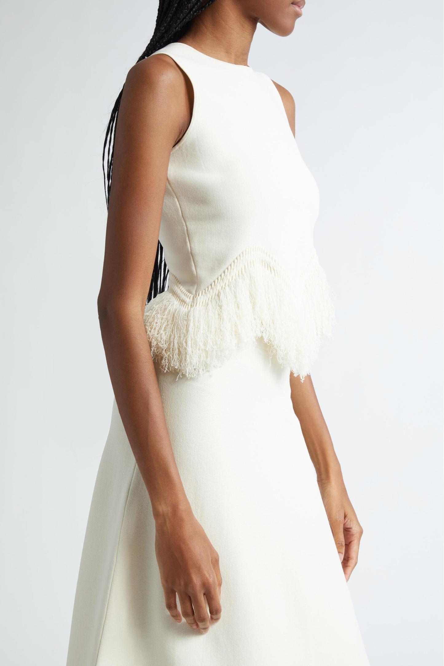 Solid Tassel Top ＆ Mid Waist Tassel Skirt Set