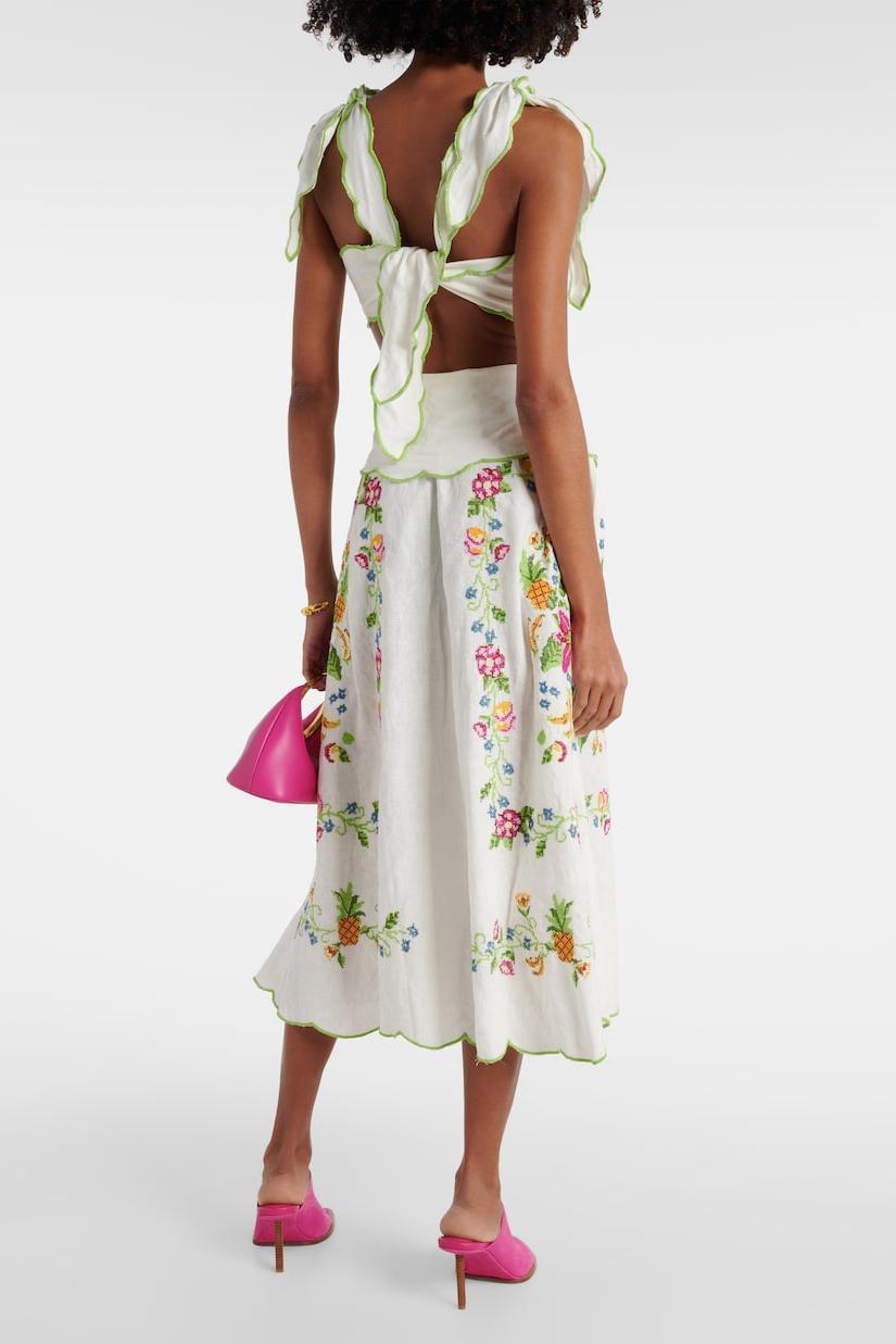 Floral Cut-Out Lace-Up Midi Dress