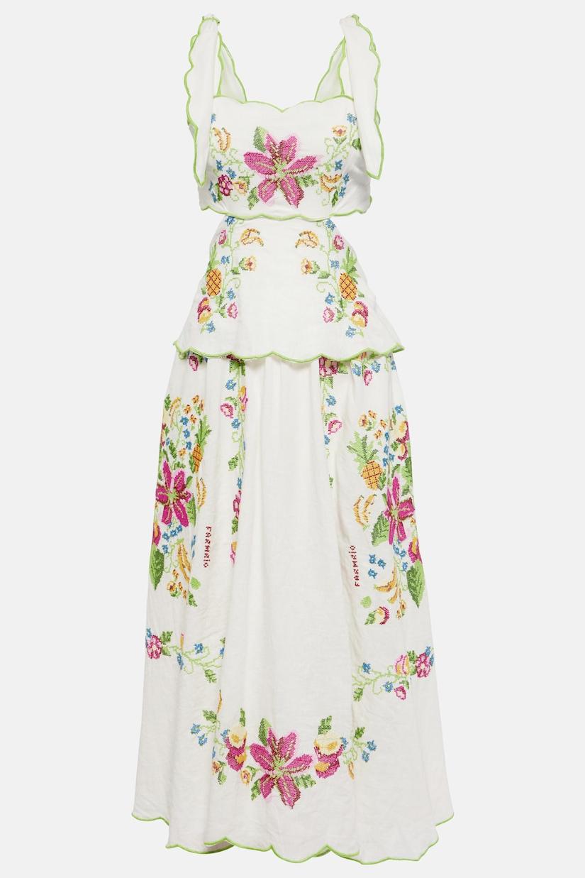 Floral Cut-Out Lace-Up Midi Dress