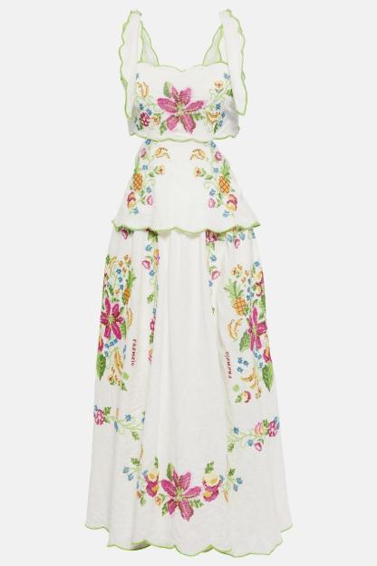 Floral Cut-Out Lace-Up Midi Dress