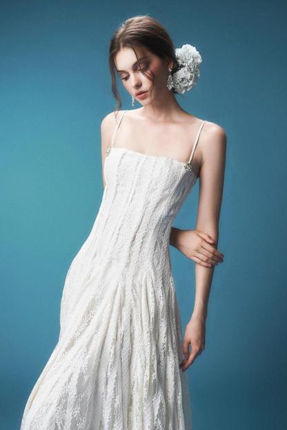 Solid Lace Rhinestone Midi Dress