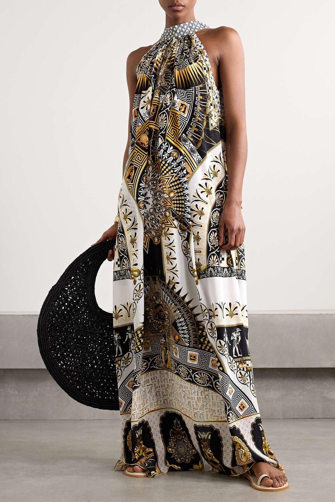Paisley Print Lace-Up Sleeveless Midi Dress