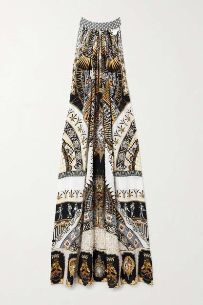 Paisley Print Lace-Up Sleeveless Midi Dress