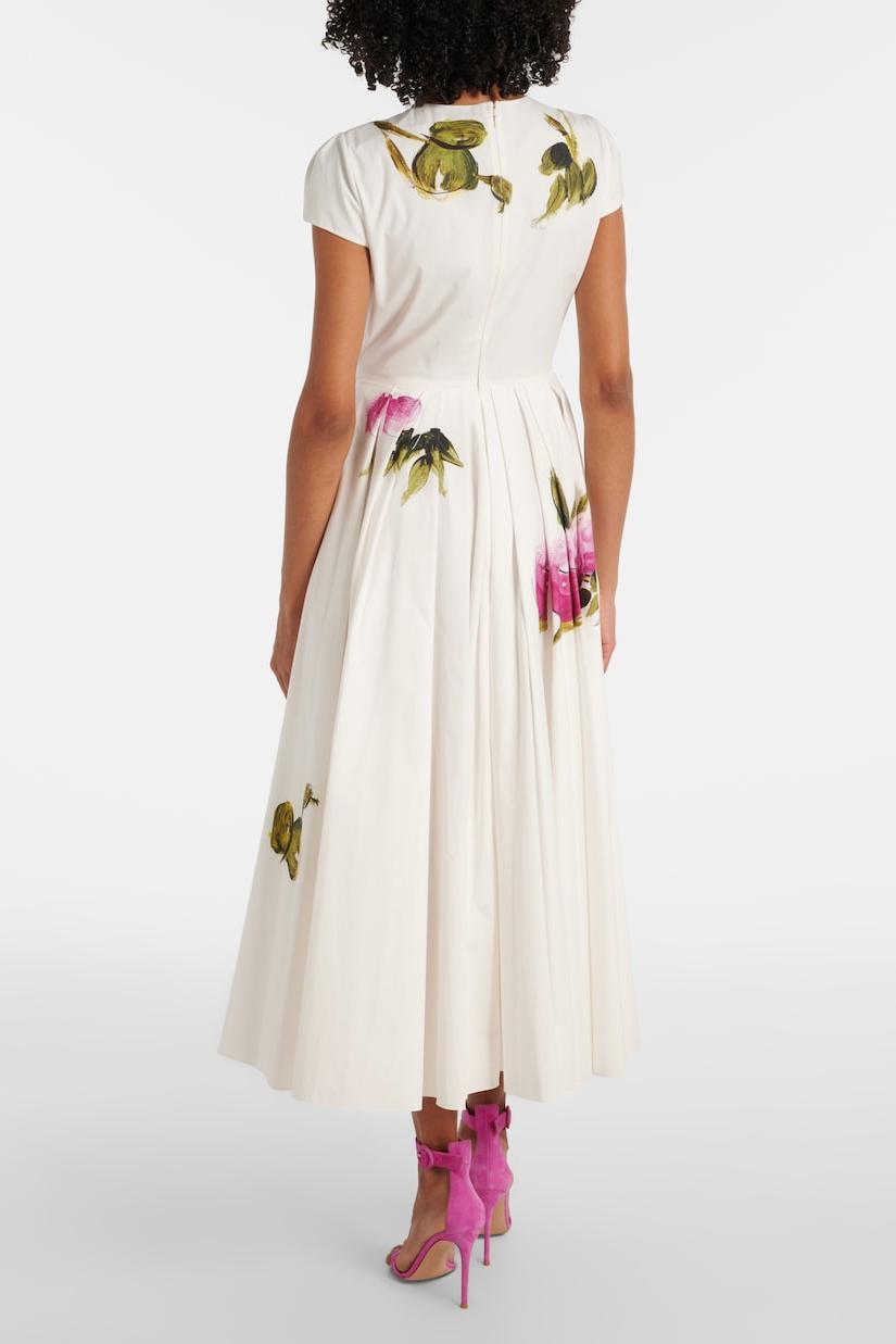 Satin Floral Round Neck Maxi Dress