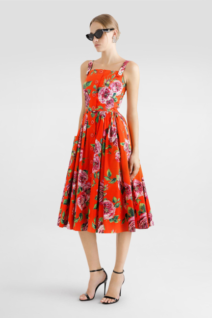 Floral Sleeveless Midi Dress