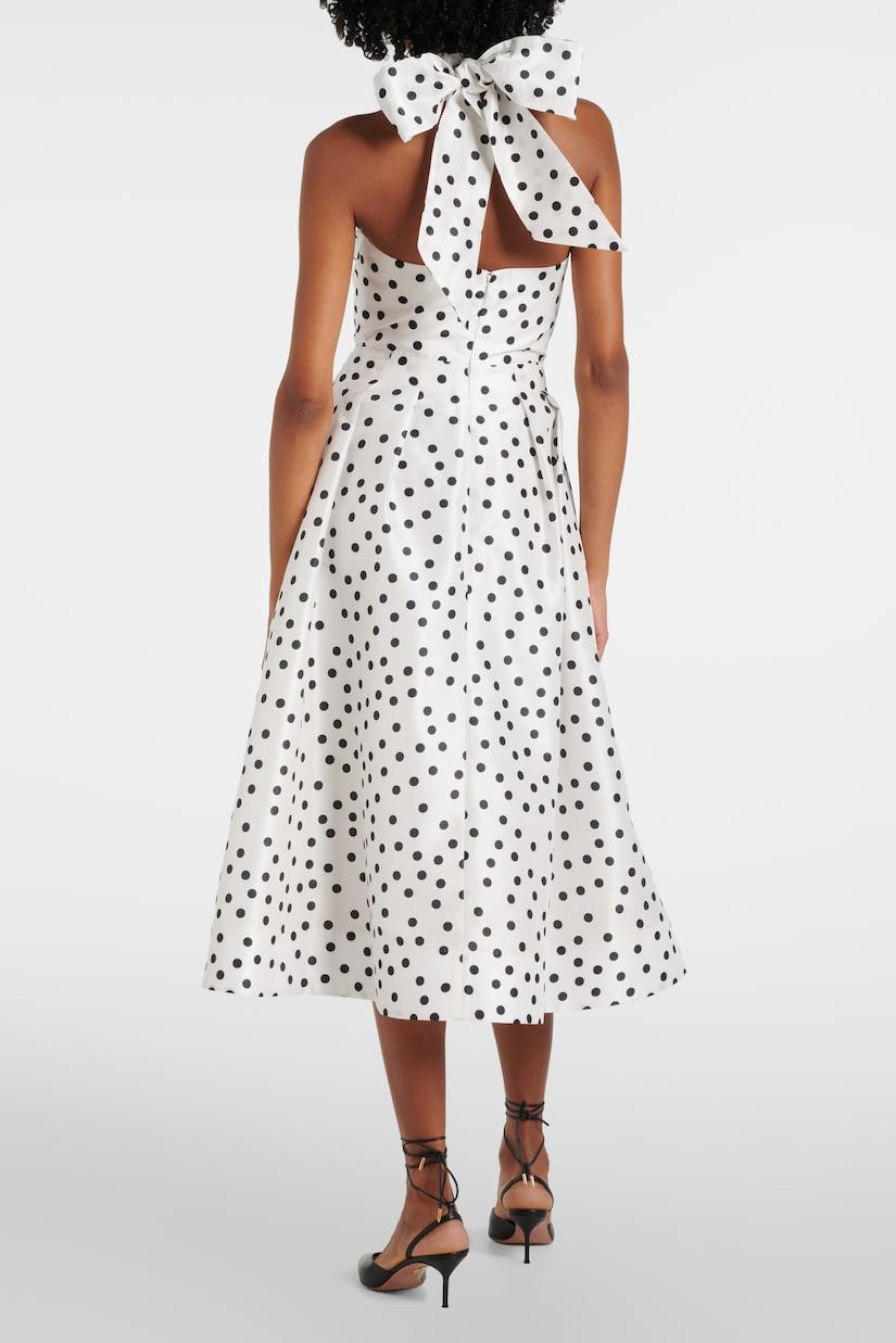 Bow Polka Dot Cut-Out Midi Dress