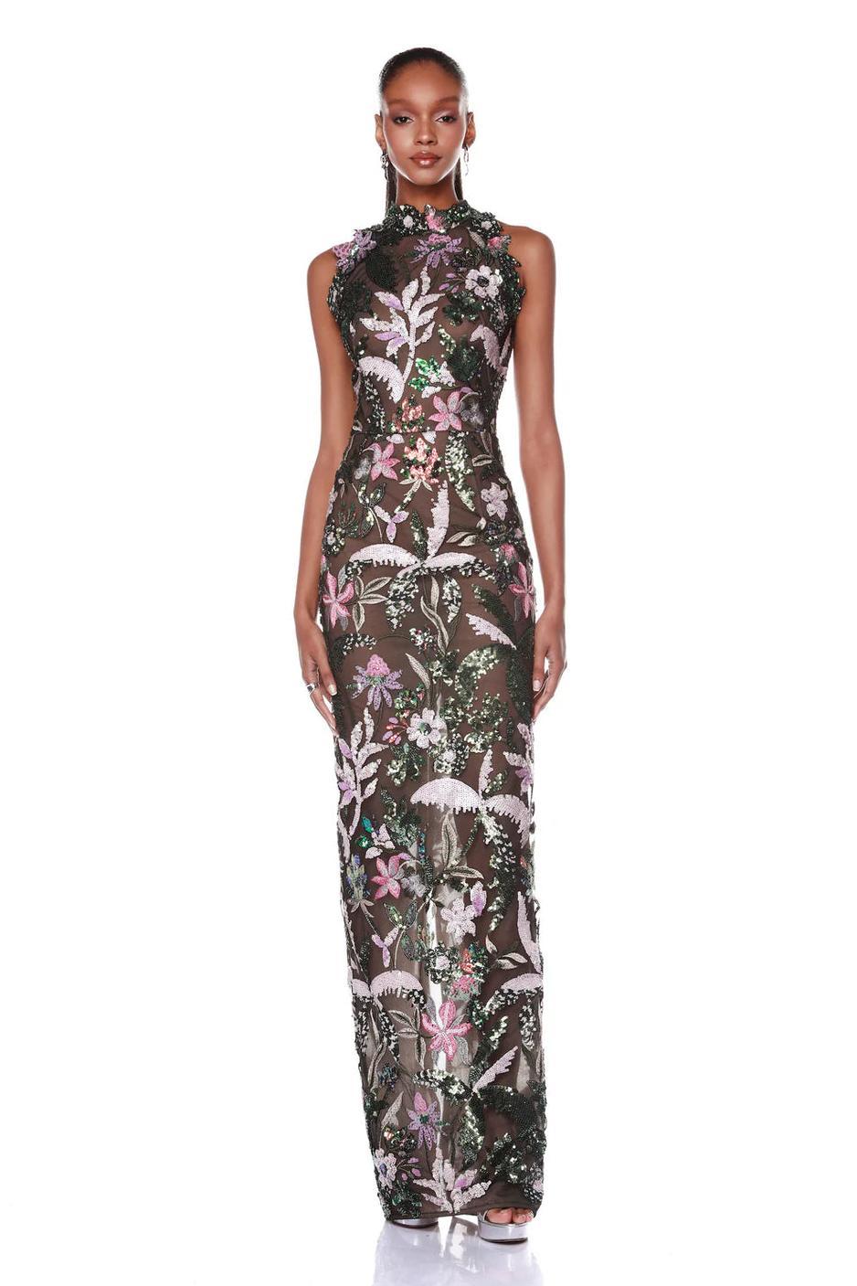 Sequin Embroidered Sleeveless Maxi Dress