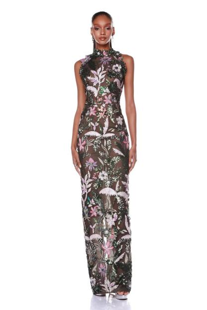 Sequin Embroidered Sleeveless Maxi Dress