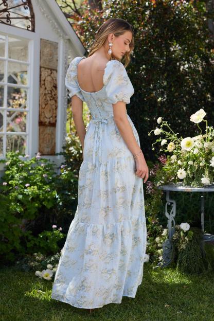 Faux Pearl Cut-Out V-Neck Midi Dress