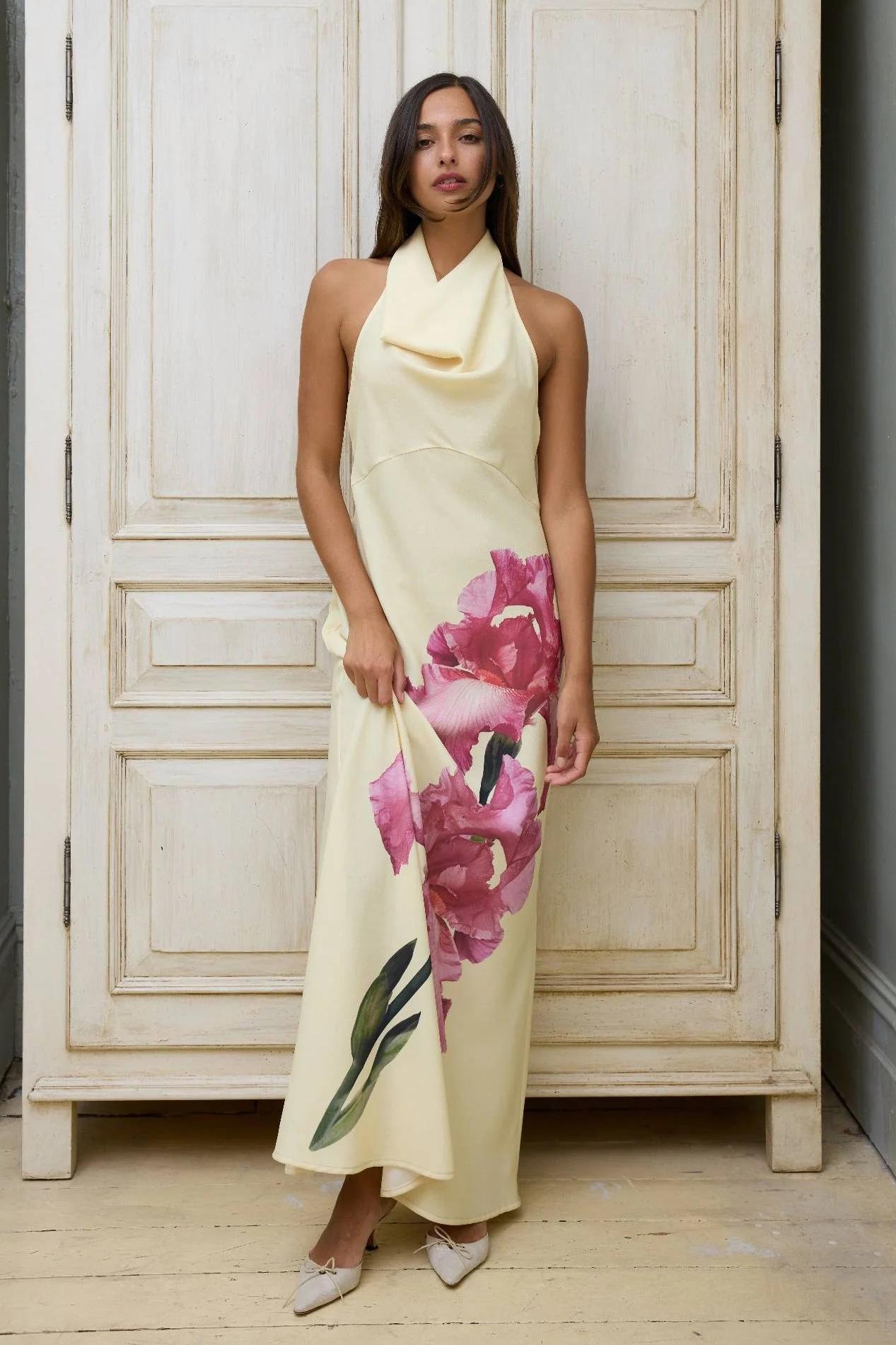 Floral Swing Collar Sleeveless Maxi Dress