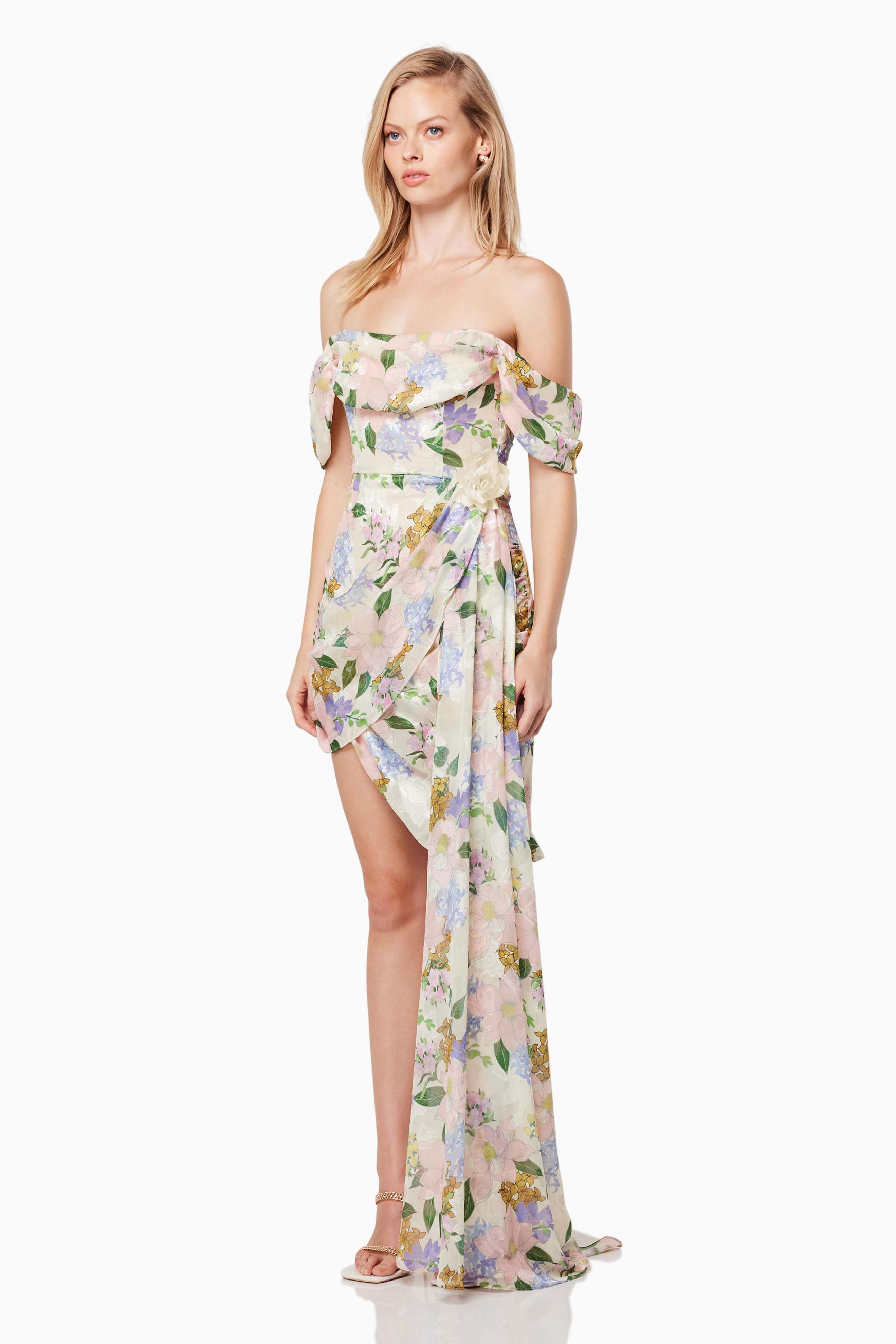 Floral Off-Shoulder Asymmetrical Mini Dress