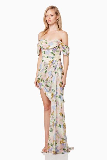 Floral Off-Shoulder Asymmetrical Mini Dress