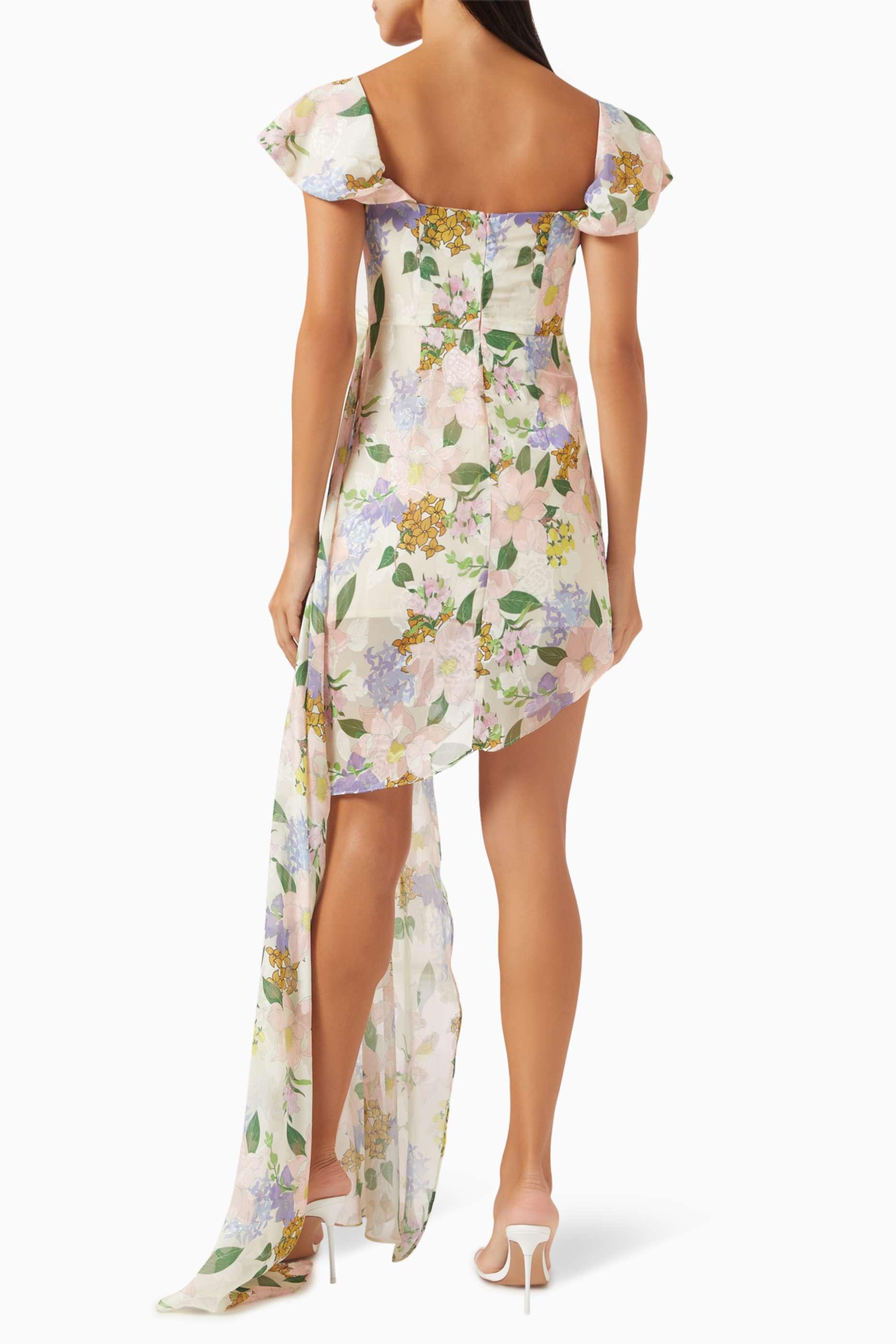 Floral Off Shoulder  Asymmetrical Mini Dress