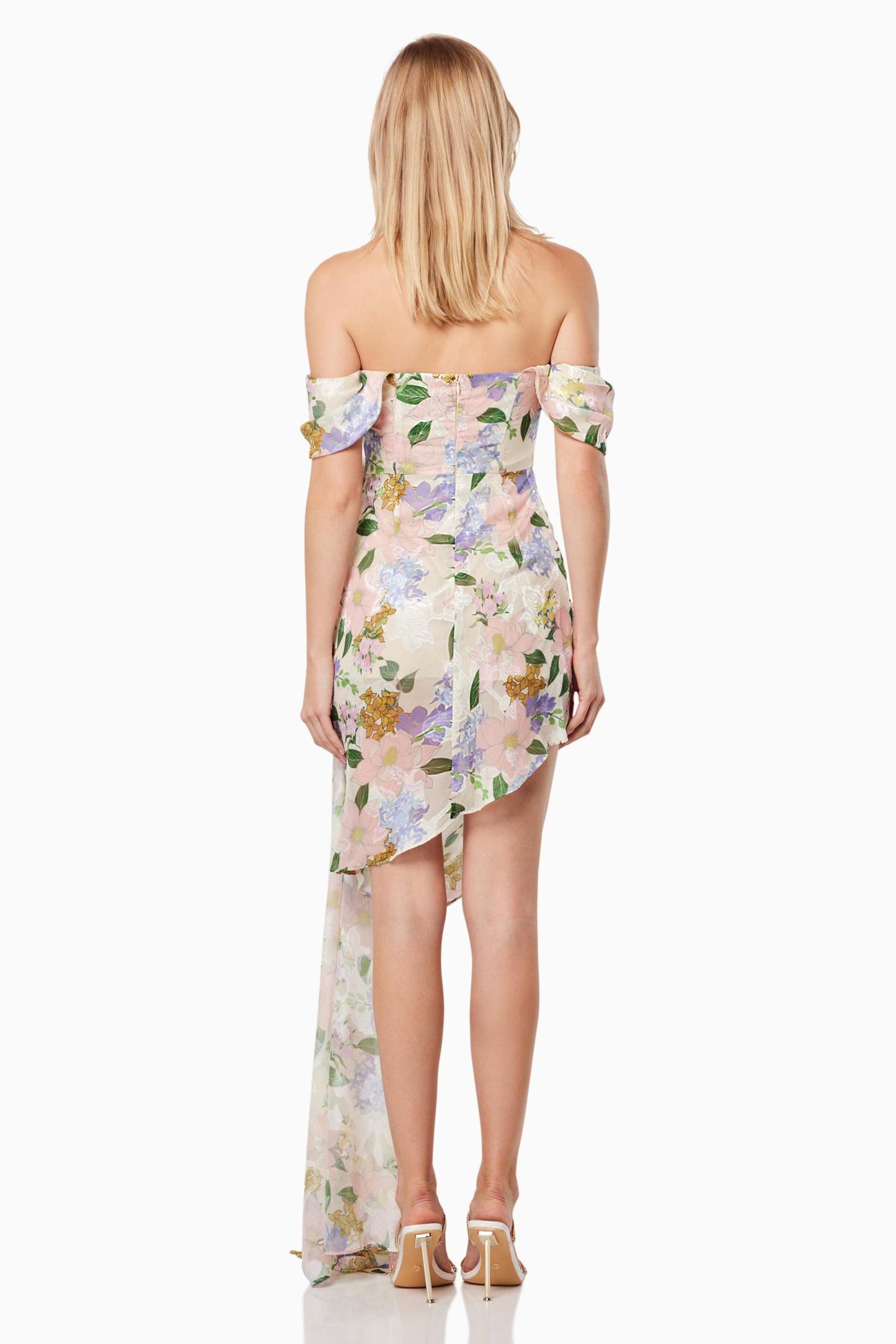 Floral Off-Shoulder Asymmetrical Mini Dress
