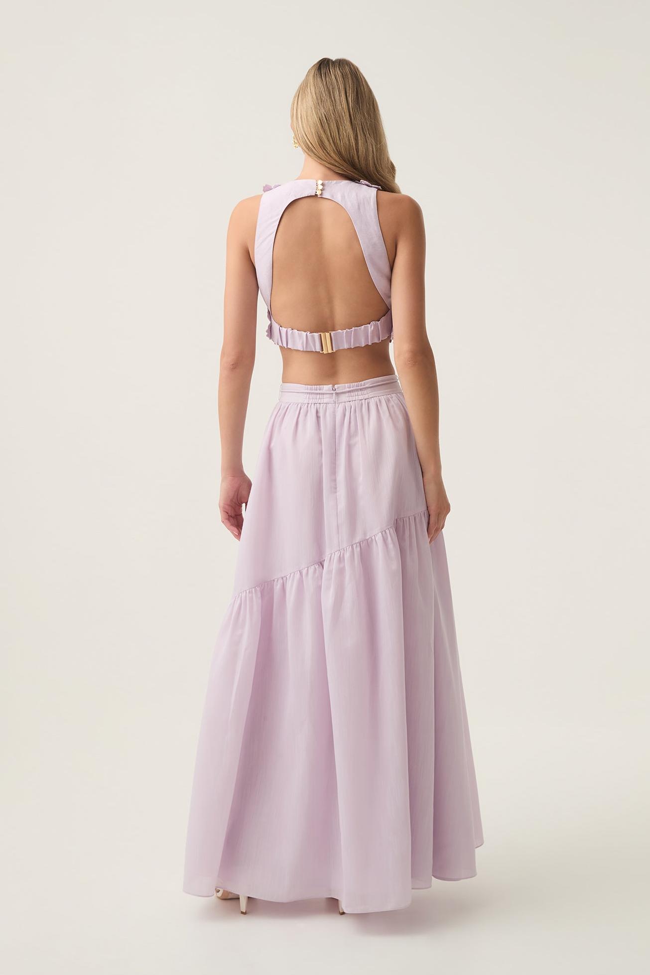 Embroidered Sleeveless Mini Top & Hight Waist  Maxi Skirt Set