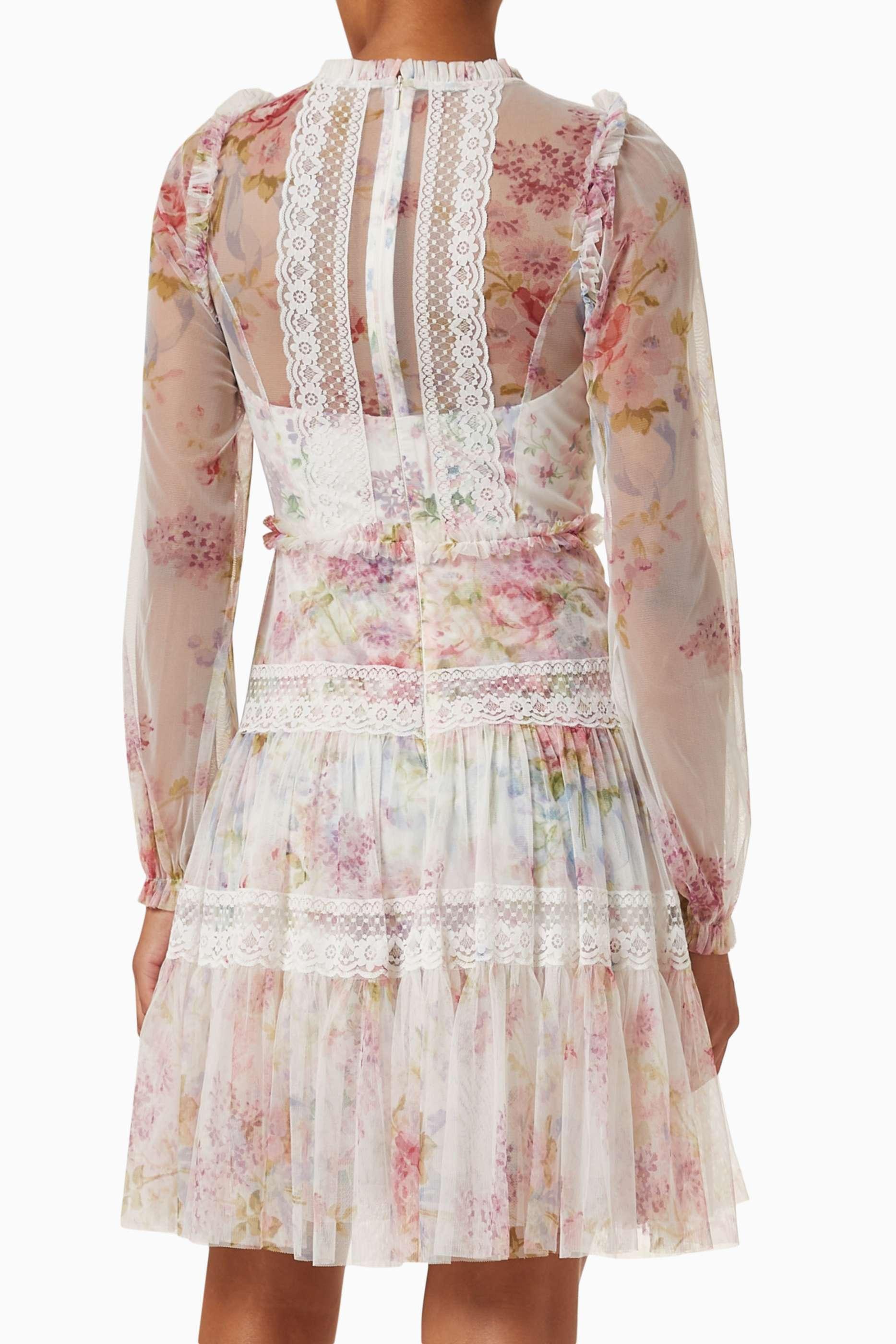 Floral Lace Splicing Mini Dress