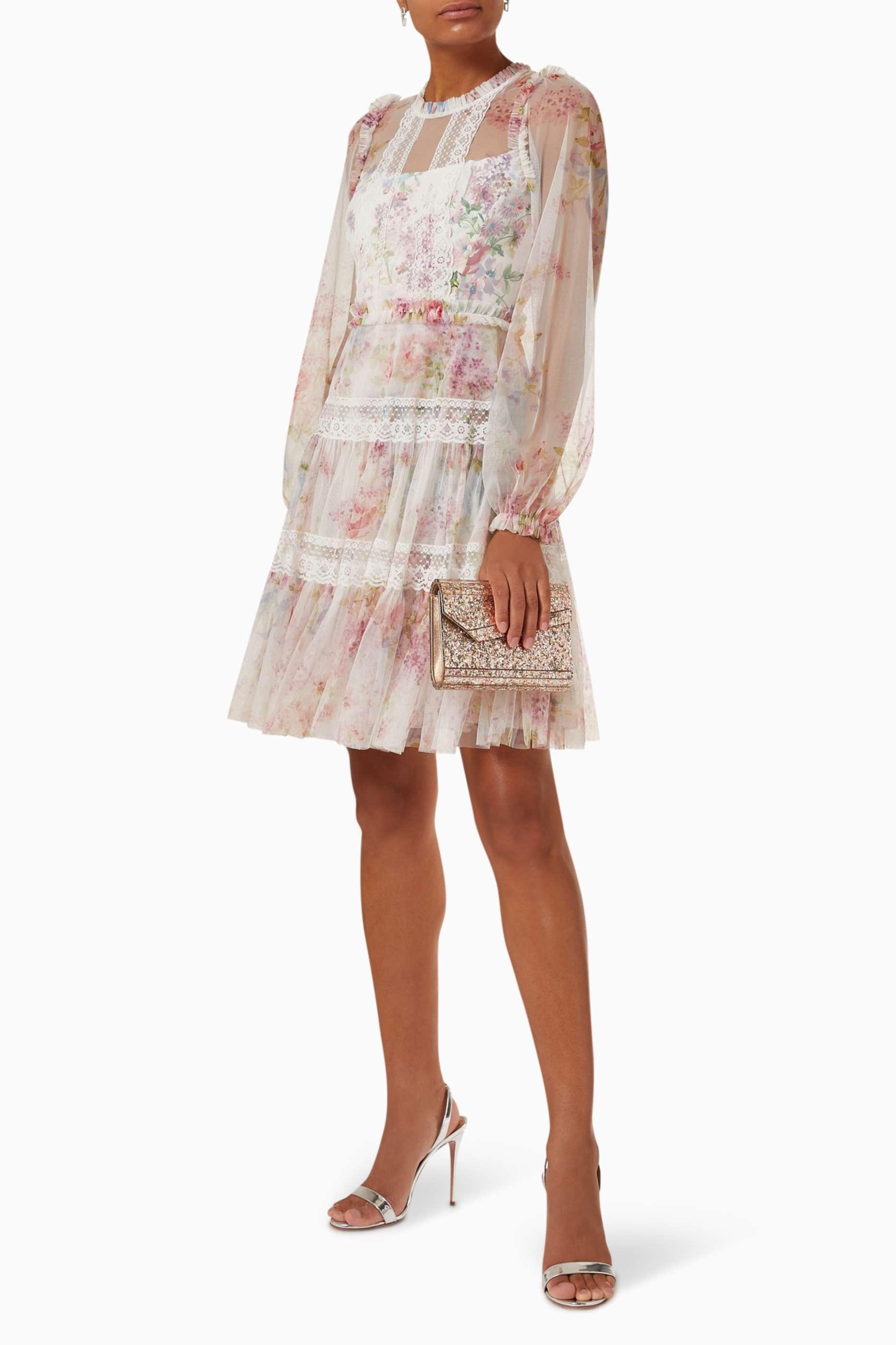 Floral Lace Splicing Mini Dress