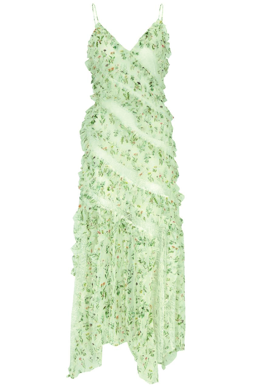 Floral Lace Frill Midi Dress
