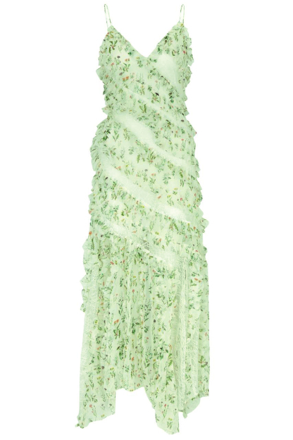 Floral Lace Frill Midi Dress