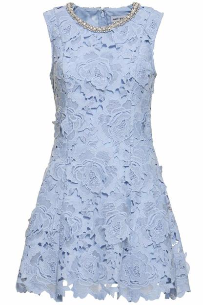 Lace Rhinestone Sleeveless Mini Dress