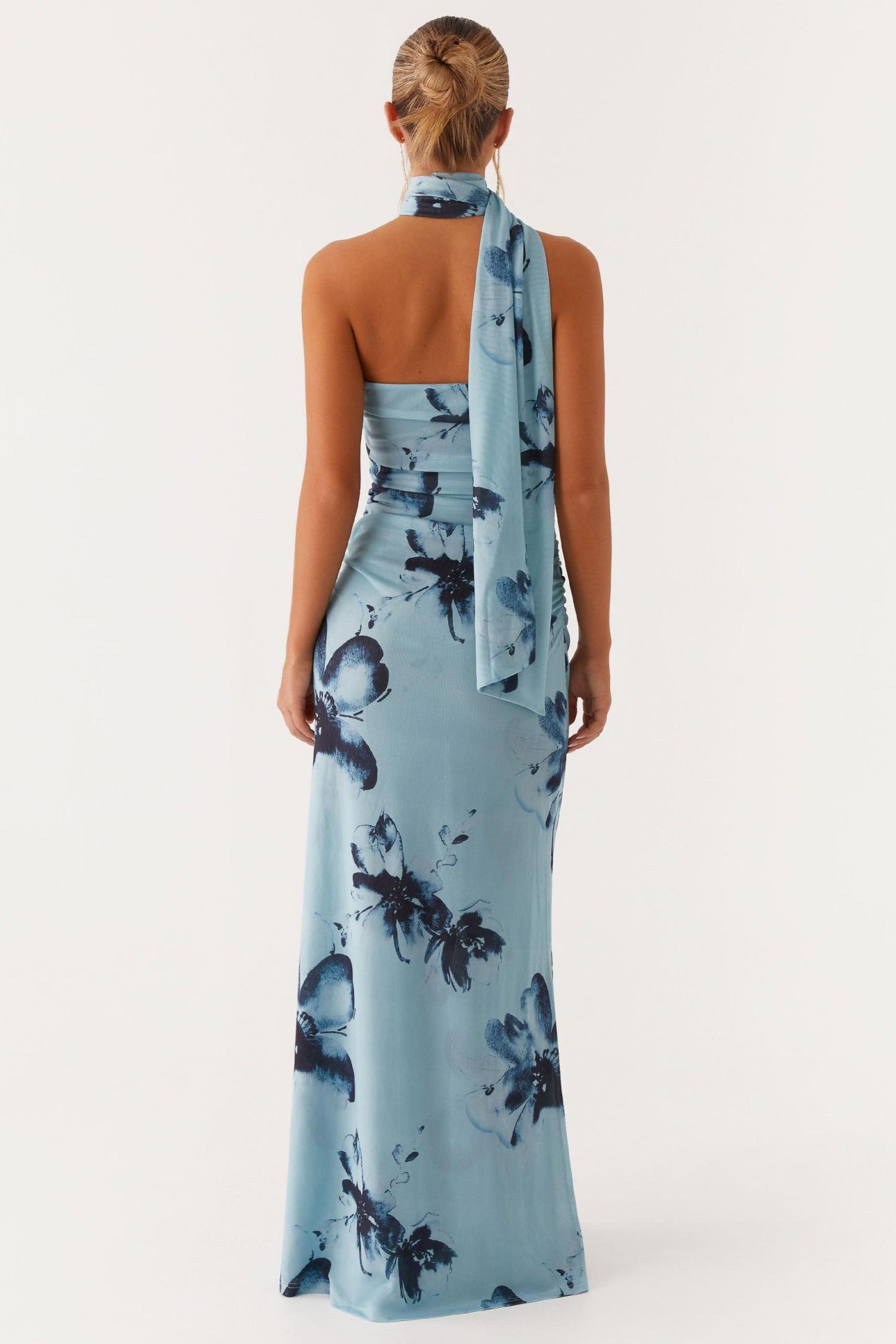 Floral Gathering Sleeveless Midi Dress