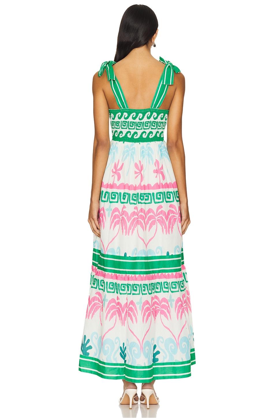 Botanical Print Smocking Slip Midi Dress