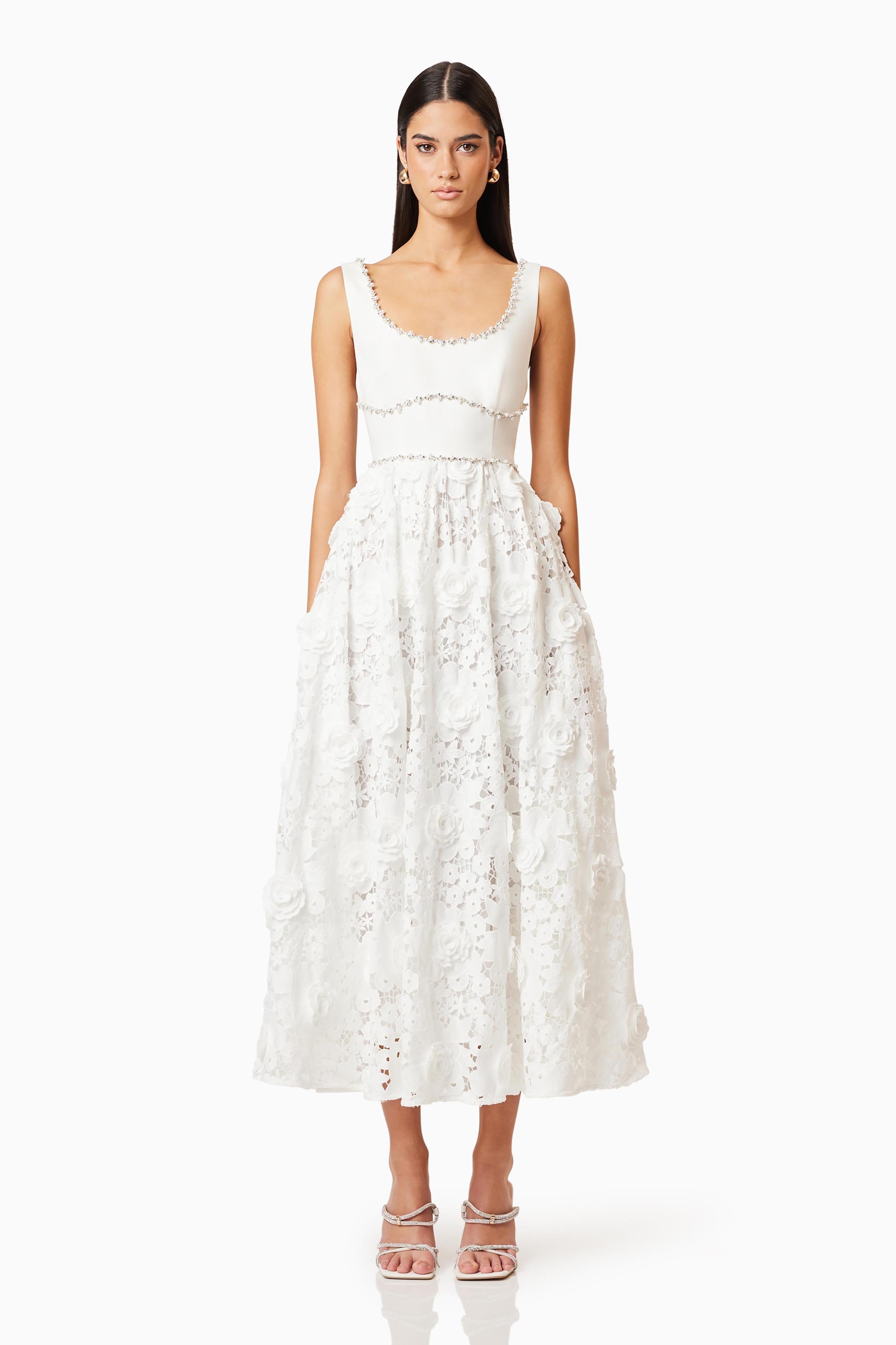 Lace Rhinestone Sleeveless Midi Dress