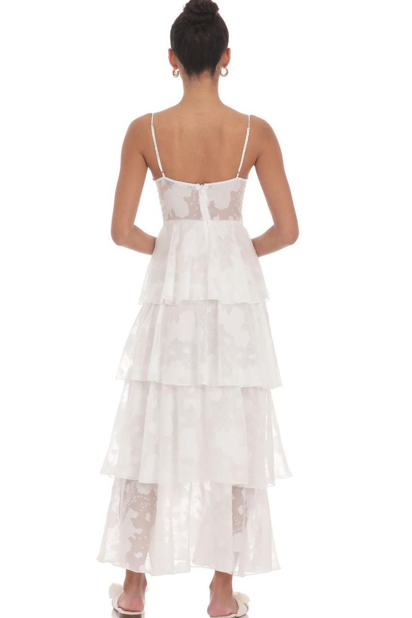 Burn-Out Ruffle Sweetheart Neck Slip Midi Dress