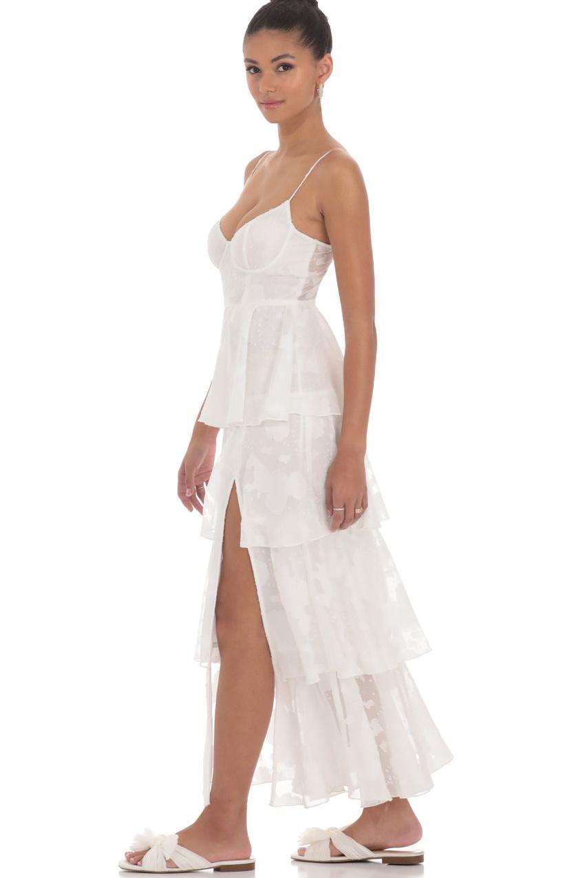 Burn-Out Ruffle Sweetheart Neck Slip Midi Dress