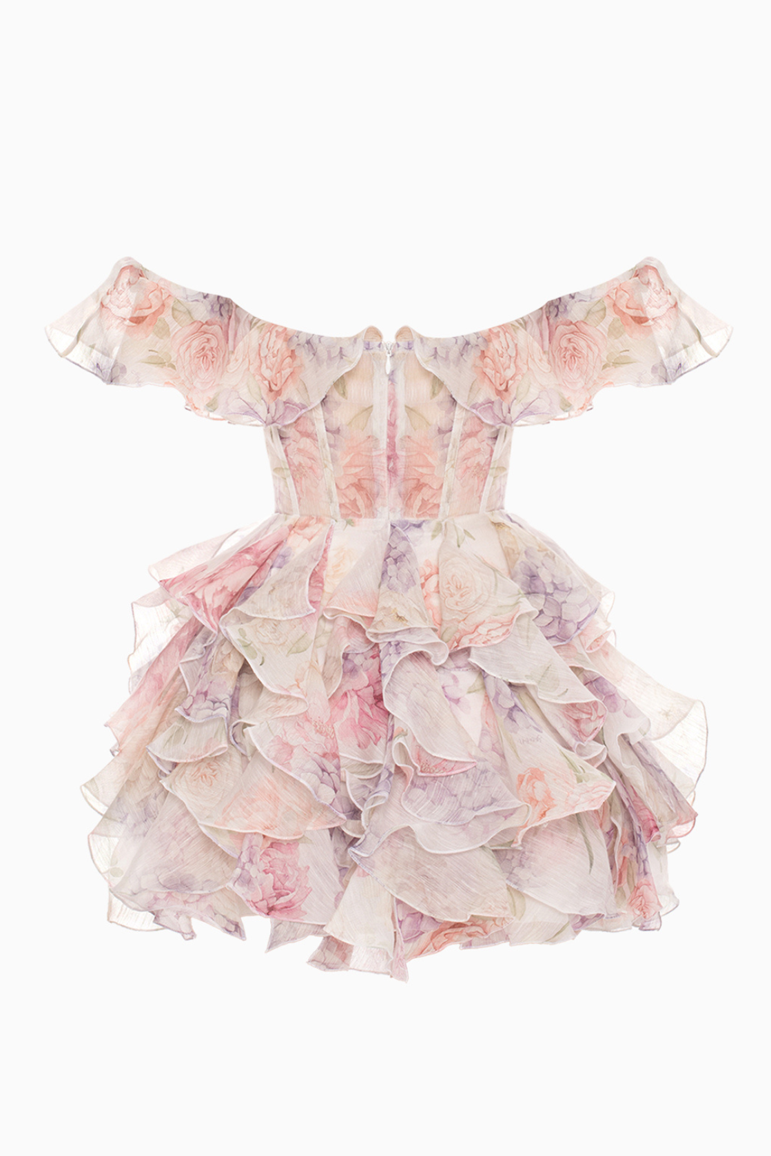 Floral Chiffon Off Shoulder Mini Dress