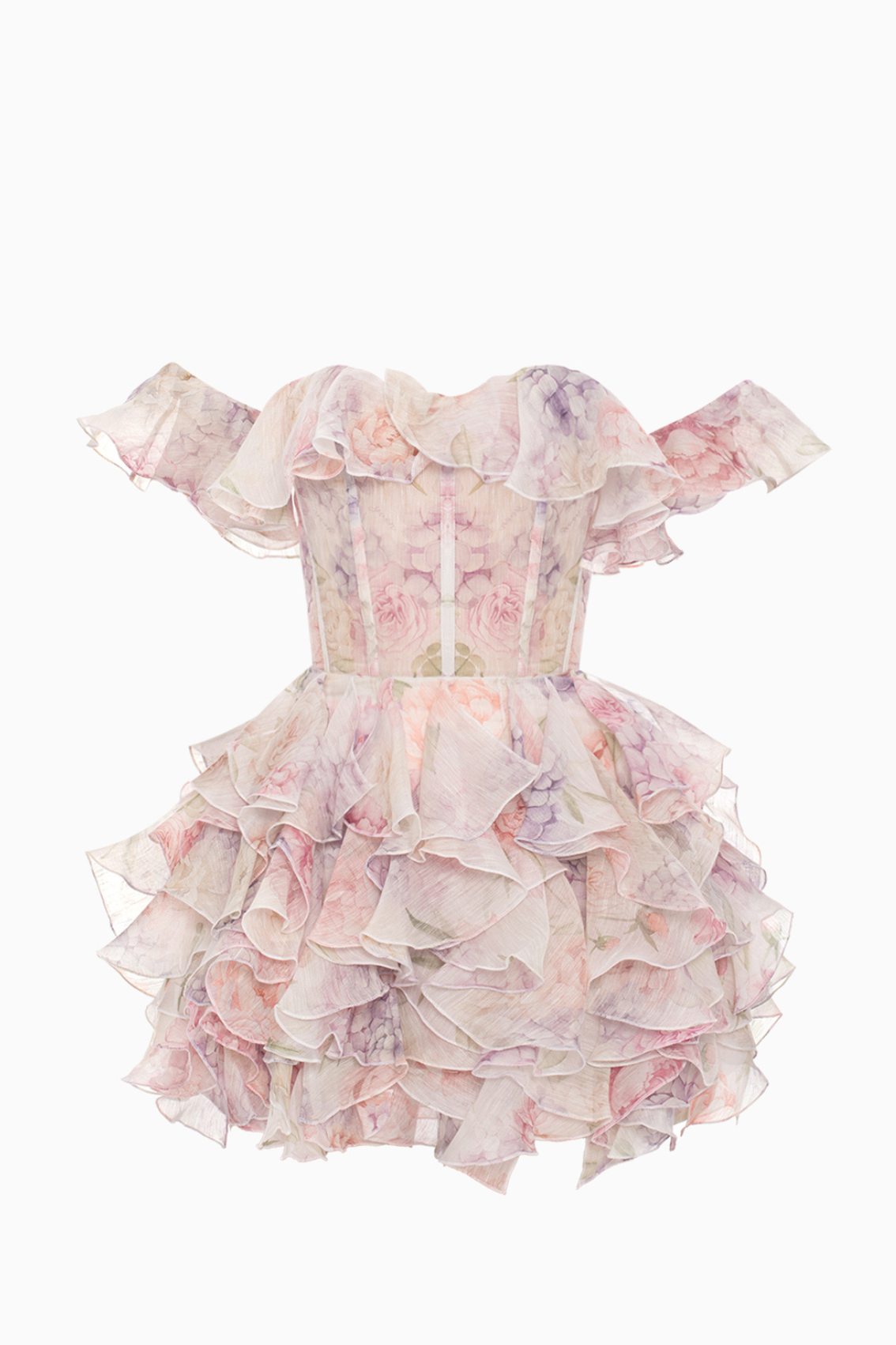 Floral Chiffon Off Shoulder Mini Dress