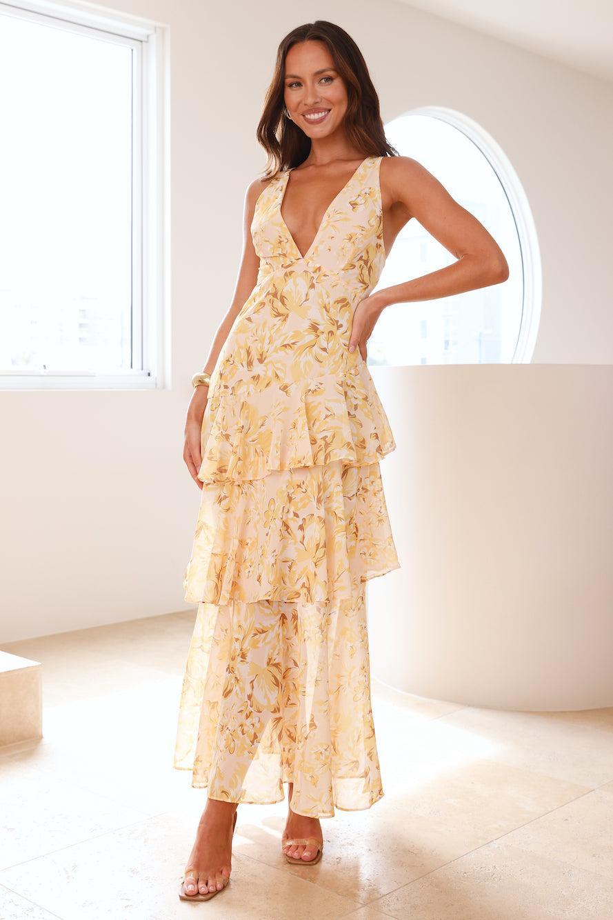 Floral Chiffon Ruffle Midi Dress