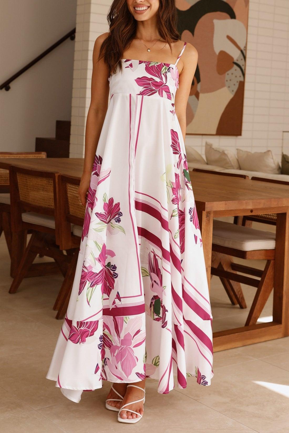 Floral Smocking Slip Midi Dress