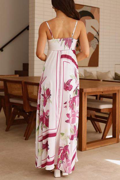 Floral Smocking Slip Midi Dress