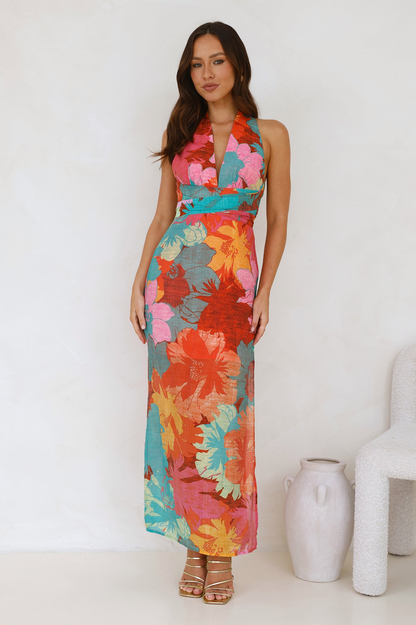 Floral V-Neck Midi Dress