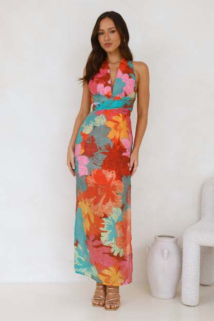 Floral V-Neck Midi Dress