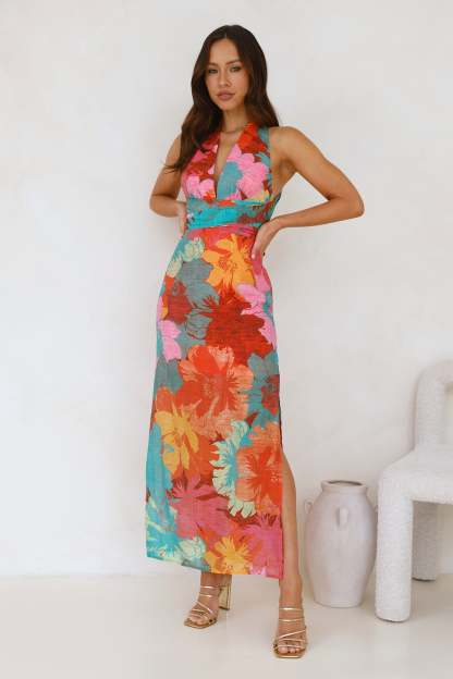 Floral V-Neck Midi Dress