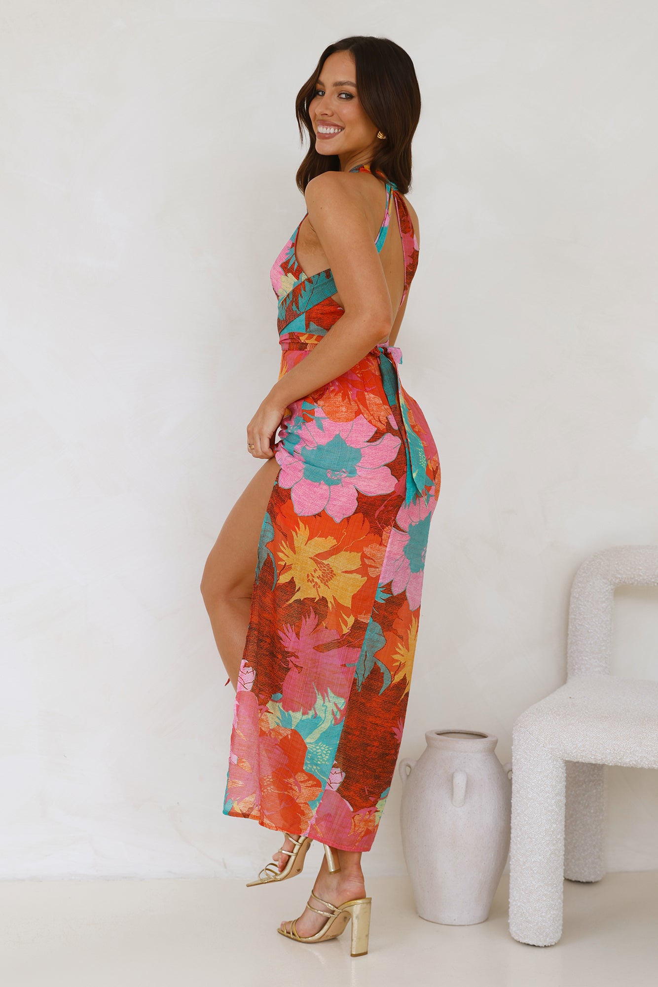 Floral V-Neck Midi Dress