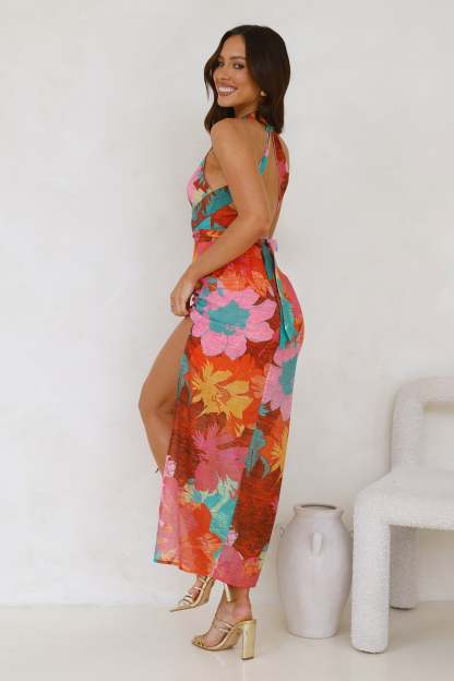 Floral V-Neck Midi Dress