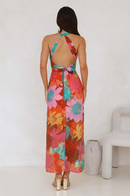 Floral V-Neck Midi Dress