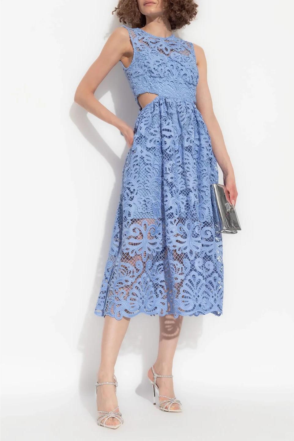 Lace Cut-Out Sleeveless Midi Dress