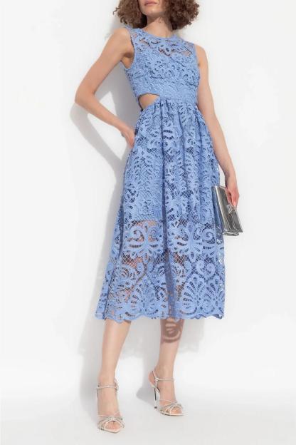 Lace Cut-Out Sleeveless Midi Dress