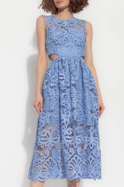Lace Cut-Out Sleeveless Midi Dress