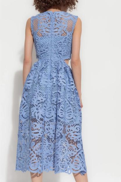 Lace Cut-Out Sleeveless Midi Dress
